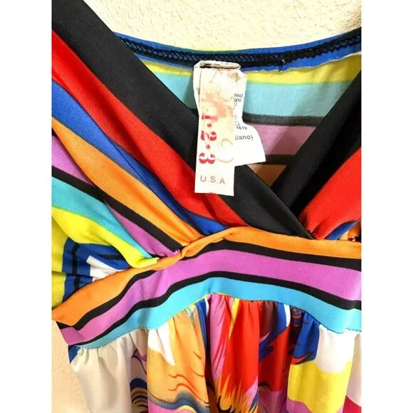 123 BOHO Hippie Junior's Multicolor Sundress Size M Daisy Print - Picture 4 of 4